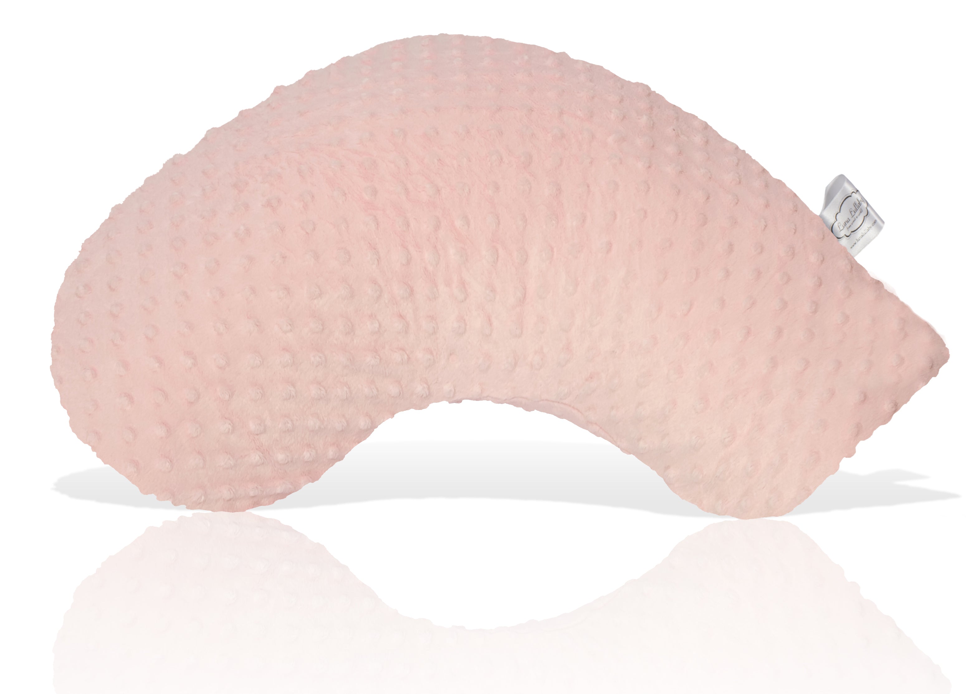 Pink U-shaped pillow on a white background